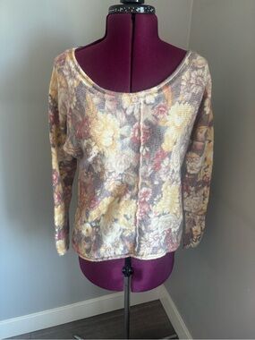 Free People Floral Lightweight Knit Scoopneck Sweater